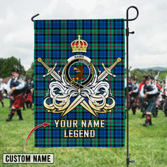 Personalized Custom Name Clan Baird Ancient Tartan Garden Flag with Clan Crest and the Golden Sword of Courageous Legacy EE14 - Baird Ancient Tartan Design, Scottish Heritage Gift