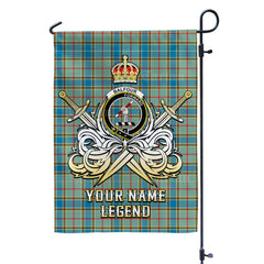Custom Name Clan Balfour Blue Tartan Garden Flag with Clan Crest and the Golden Sword of Courageous Legacy ZN39