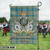 Personalized Custom Name Clan Balfour Blue Tartan Garden Flag with Clan Crest and the Golden Sword of Courageous Legacy ZN39 - Balfour Blue Tartan Design, Scottish Heritage Gift