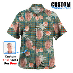 Clan Balfour Blue Tartan Custom Face Hawaiian Shirt – Unisex Gift for Family Members, Summer Party SV18 Balfour Blue Tartan Tartan Hawaii Shirt