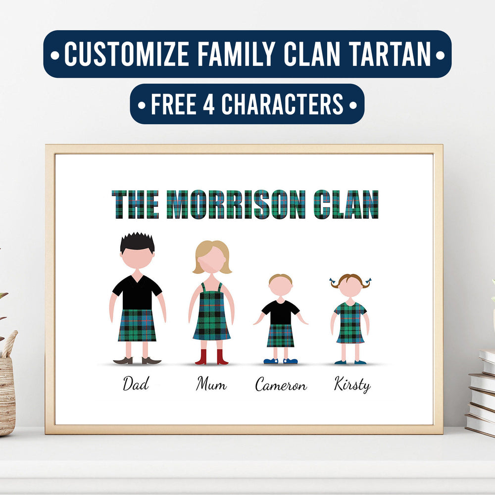 Scottish Clan Family Portrait – Personalized Canvas or Poster (Printed in the USA)