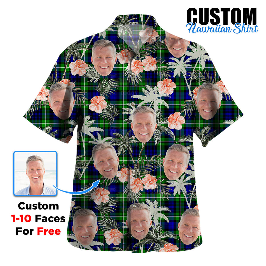 Clan Bannerman Tartan Custom Face Hawaiian Shirt – Unisex Gift for Family Members, Summer Party AQ98 Bannerman Tartan Tartan Hawaii Shirt