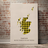 Barclay Dress Modern Tartan Scotland Map Canvas – “Tartan Runs Through My Veins” Wall Art
