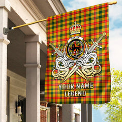 Custom Name Clan Baxter Tartan Garden Flag with Clan Crest and the Golden Sword of Courageous Legacy UV82