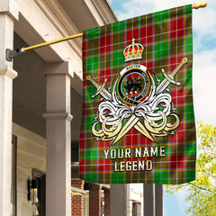 Custom Name Clan Baxter Modern Tartan Garden Flag with Clan Crest and the Golden Sword of Courageous Legacy FY41