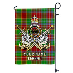 Custom Name Clan Baxter Modern Tartan Garden Flag with Clan Crest and the Golden Sword of Courageous Legacy FY41