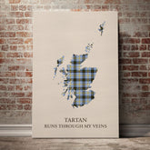 Bell of the Borders Tartan Scotland Map Canvas – “Tartan Runs Through My Veins” Wall Art