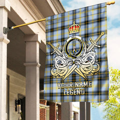 Custom Name Clan Bell of the Borders Tartan Garden Flag with Clan Crest and the Golden Sword of Courageous Legacy SG16
