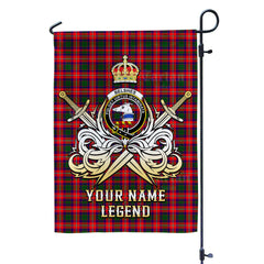 Custom Name Clan Belshe Tartan Garden Flag with Clan Crest and the Golden Sword of Courageous Legacy EC31