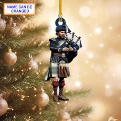 Ben Ledi Ancient Tartan Bagpipe Ornament with Custom Name