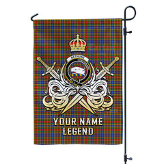 Custom Name Clan Bethune Tartan Garden Flag with Clan Crest and the Golden Sword of Courageous Legacy XL32