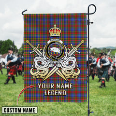 Personalized Custom Name Clan Bethune Tartan Garden Flag with Clan Crest and the Golden Sword of Courageous Legacy XL32 - Bethune Tartan Design, Scottish Heritage Gift