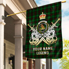 Custom Name Clan Beveridge Tartan Garden Flag with Clan Crest and the Golden Sword of Courageous Legacy NS81