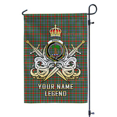Custom Name Clan Bisset 2 Tartan Garden Flag with Clan Crest and the Golden Sword of Courageous Legacy GZ67