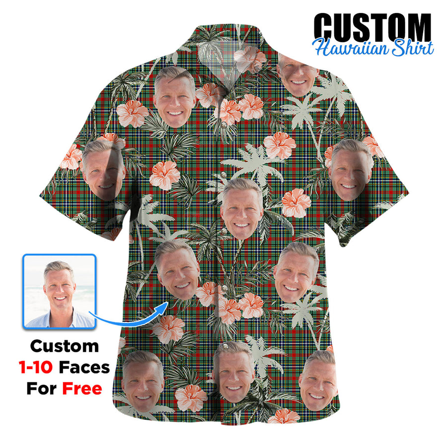 Clan Bisset 2 Tartan Custom Face Hawaiian Shirt – Unisex Gift for Family Members, Summer Party ZH57 Bisset 2 Tartan Tartan Hawaii Shirt