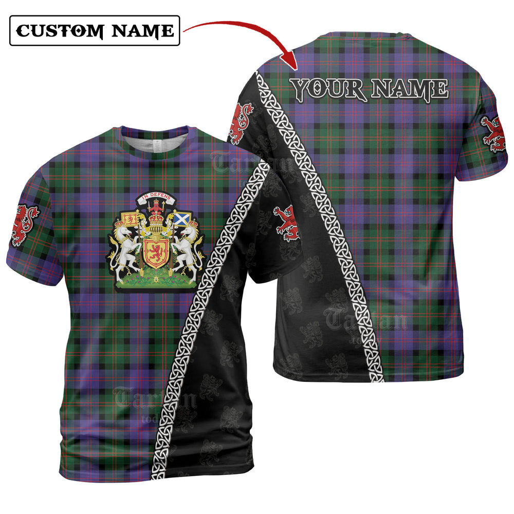Blair Modern Tartan Shirt with Scotland Coat of Arms & Custom Name XQ58