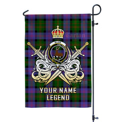 Custom Name Clan Blair Modern Tartan Garden Flag with Clan Crest and the Golden Sword of Courageous Legacy LK76