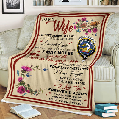 Clan Blanket Edmonstone Tartan Crest Blanket To My Wife Style , Gift From Scottish Husband