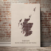 Borthwick Dress Ancient Tartan Scotland Map Canvas – “Tartan Runs Through My Veins” Wall Art
