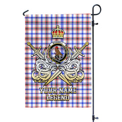 Custom Name Clan Boswell Modern Tartan Garden Flag with Clan Crest and the Golden Sword of Courageous Legacy UQ66