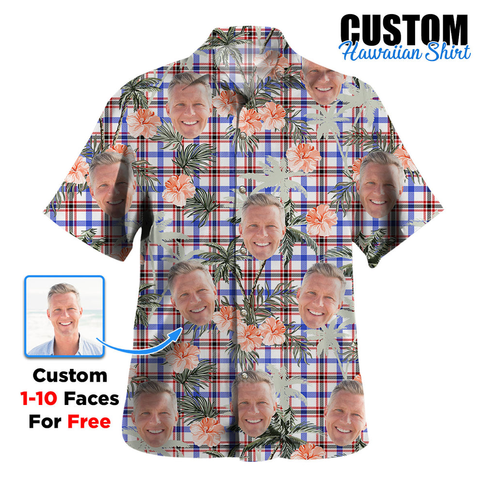 Clan Boswell Modern Tartan Custom Face Hawaiian Shirt – Unisex Gift for Family Members, Summer Party MM87 Boswell Modern Tartan Tartan Hawaii Shirt
