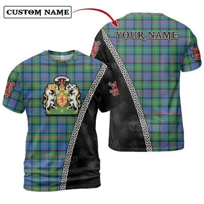 Personalized Clan Bowie Ancient Tartan Shirt with Scotland Coat of Arms & Custom Name