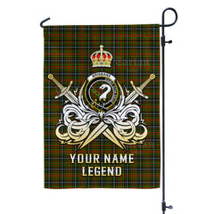 Custom Name Clan Brisbane Tartan Garden Flag with Clan Crest and the Golden Sword of Courageous Legacy HS48