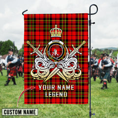 Personalized Custom Name Clan Brodie Modern Tartan Garden Flag with Clan Crest and the Golden Sword of Courageous Legacy LG69 - Brodie Modern Tartan Design, Scottish Heritage Gift
