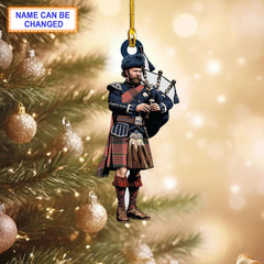 Bronte Reproduction Tartan Bagpipe Ornament with Custom Name