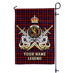 Custom Name Clan Broun Tartan Garden Flag with Clan Crest and the Golden Sword of Courageous Legacy LQ27