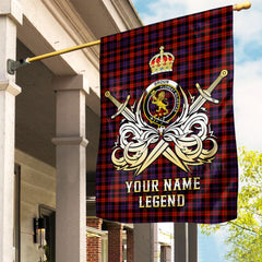 Custom Name Clan Broun Tartan Garden Flag with Clan Crest and the Golden Sword of Courageous Legacy LQ27