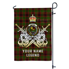 Custom Name Clan Buchan Modern Tartan Garden Flag with Clan Crest and the Golden Sword of Courageous Legacy RG69
