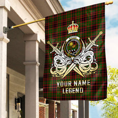 Custom Name Clan Buchan Modern Tartan Garden Flag with Clan Crest and the Golden Sword of Courageous Legacy RG69
