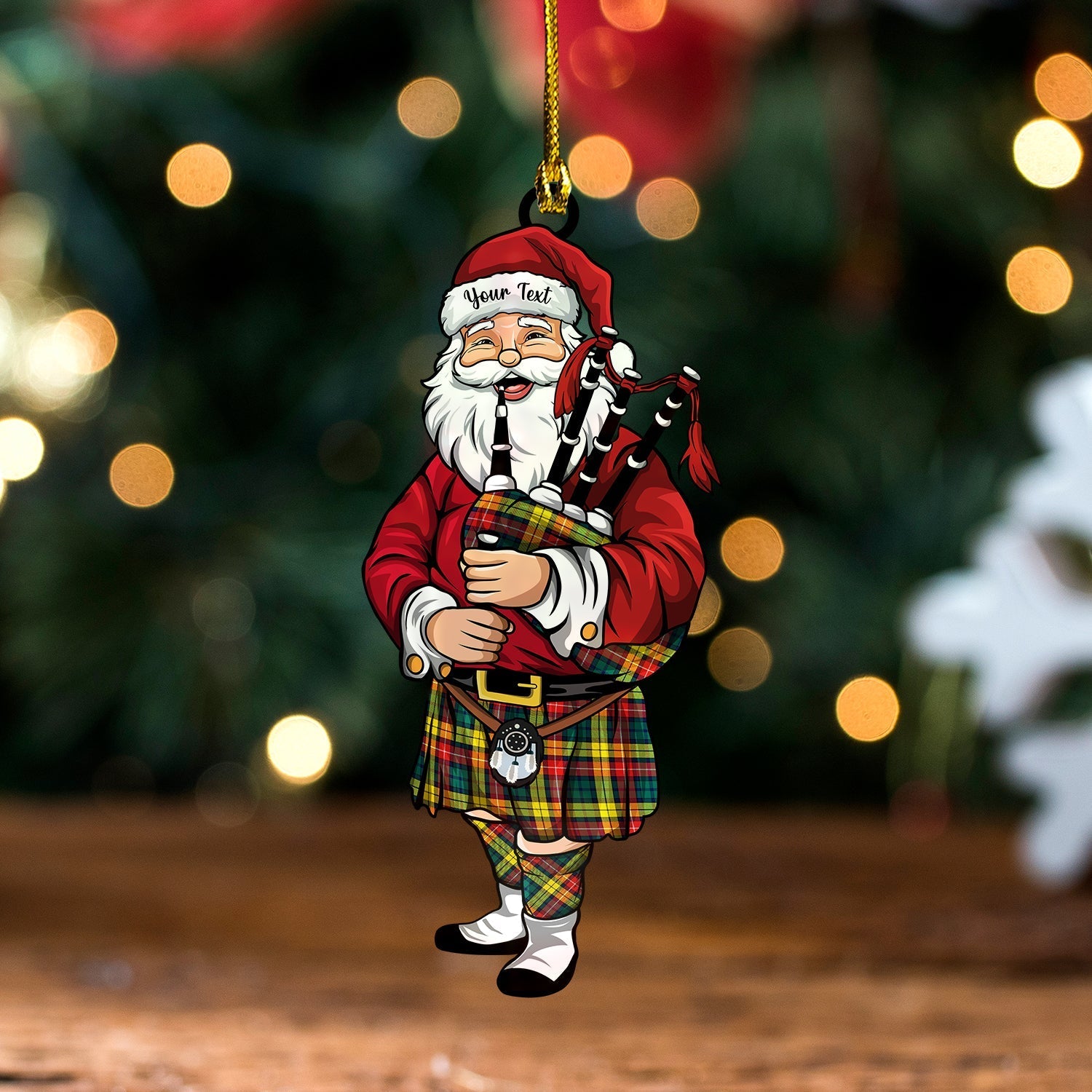 Buchanan Modern Clan Badge Tartan Wood Acrylic Ornament Santa Personalized