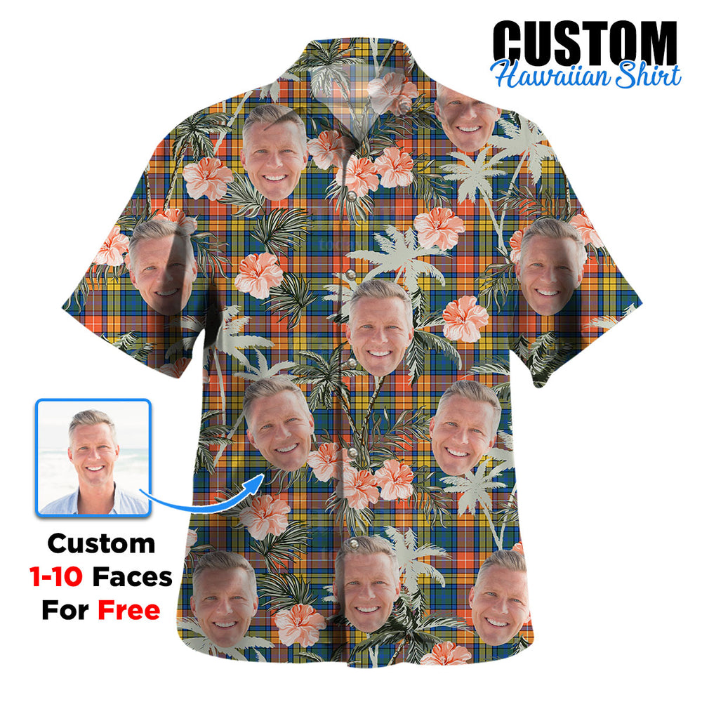 Clan Buchanan Ancient Tartan Custom Face Hawaiian Shirt – Unisex Gift for Family Members, Summer Party YA42 Buchanan Ancient Tartan Tartan Hawaii Shirt