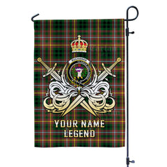 Custom Name Clan Buchanan Hunting Tartan Garden Flag with Clan Crest and the Golden Sword of Courageous Legacy BS22