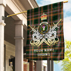 Custom Name Clan Buchanan Hunting Tartan Garden Flag with Clan Crest and the Golden Sword of Courageous Legacy BS22