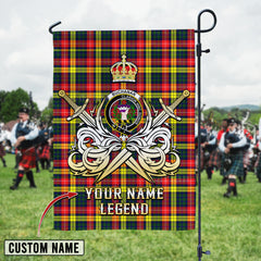 Personalized Custom Name Clan Buchanan Modern Tartan Garden Flag with Clan Crest and the Golden Sword of Courageous Legacy YU23 - Buchanan Modern Tartan Design, Scottish Heritage Gift