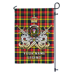 Custom Name Clan Buchanan Modern Tartan Garden Flag with Clan Crest and the Golden Sword of Courageous Legacy YU23