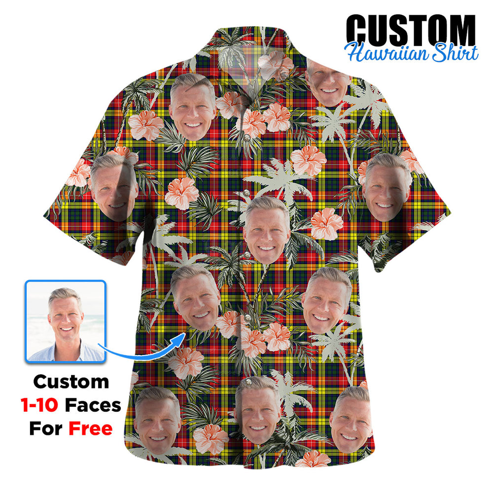 Clan Buchanan Modern Tartan Custom Face Hawaiian Shirt – Unisex Gift for Family Members, Summer Party LA68 Buchanan Modern Tartan Tartan Hawaii Shirt