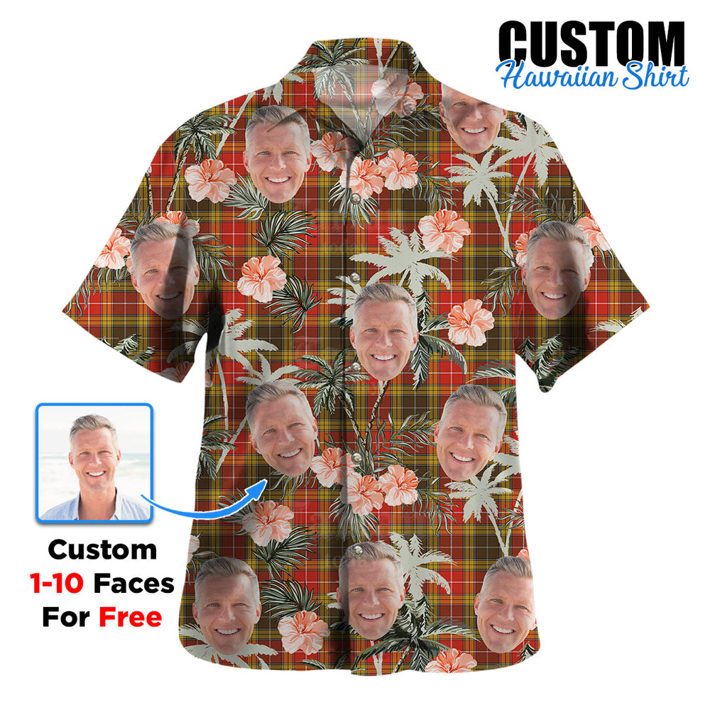 Clan Buchanan Old Set Weathered Tartan Custom Face Hawaiian Shirt – Unisex Gift for Family Members, Summer Party BU13 Buchanan Old Set Weathered Tartan Tartan Hawaii Shirt