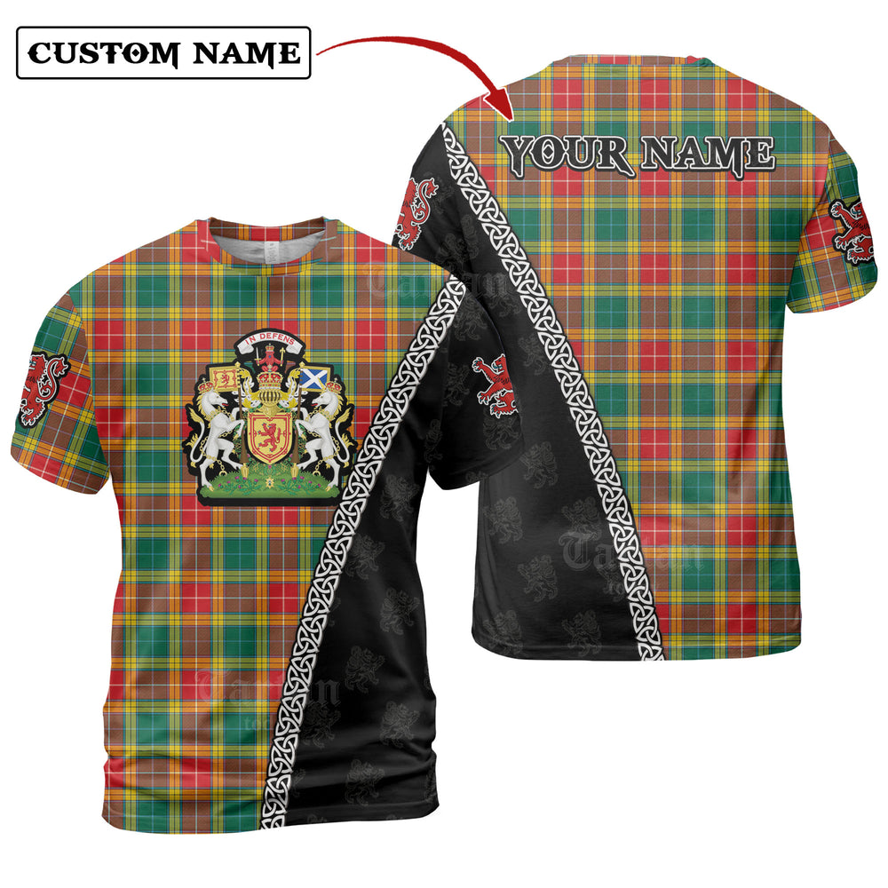 Buchanan Old Sett Tartan Shirt with Scotland Coat of Arms & Custom Name YB25