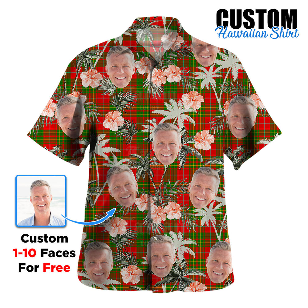 Clan Burnett Ancient Tartan Custom Face Hawaiian Shirt – Unisex Gift for Family Members, Summer Party ZD32 Burnett Ancient Tartan Tartan Hawaii Shirt