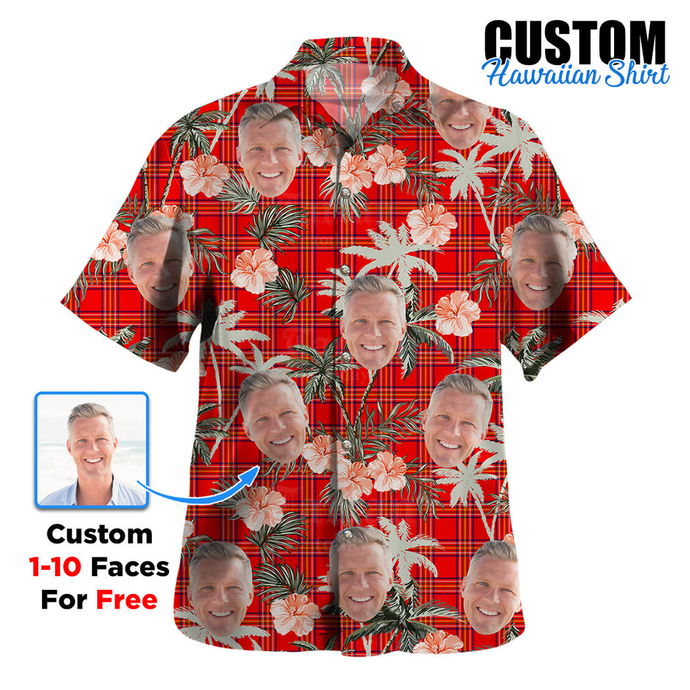 Clan Burnett Modern Tartan Custom Face Hawaiian Shirt – Unisex Gift for Family Members, Summer Party YH62 Burnett Modern Tartan Tartan Hawaii Shirt