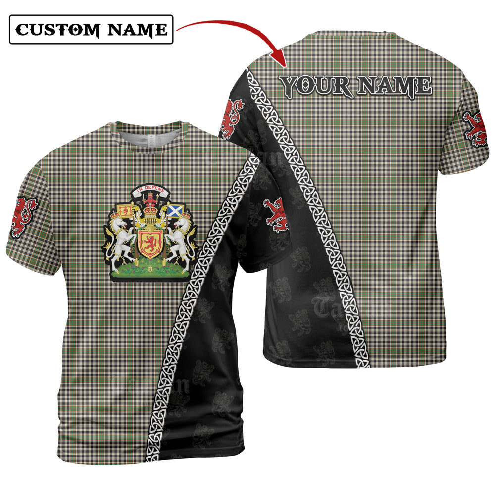 Burns Check Tartan Shirt with Scotland Coat of Arms & Custom Name EQ22