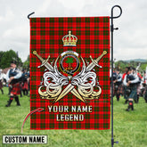 Personalized Custom Name Clan Cairns Tartan Garden Flag with Clan Crest and the Golden Sword of Courageous Legacy WZ60 - Cairns Tartan Design, Scottish Heritage Gift