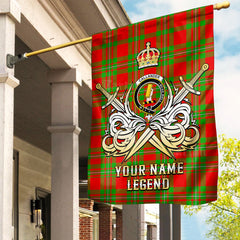 Custom Name Clan Callander Modern Tartan Garden Flag with Clan Crest and the Golden Sword of Courageous Legacy XB44