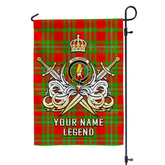 Custom Name Clan Callander Modern Tartan Garden Flag with Clan Crest and the Golden Sword of Courageous Legacy XB44