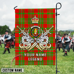 Personalized Custom Name Clan Callander Modern Tartan Garden Flag with Clan Crest and the Golden Sword of Courageous Legacy XB44 - Callander Modern Tartan Design, Scottish Heritage Gift