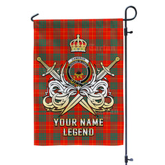 Custom Name Clan Cameron Ancient Tartan Garden Flag with Clan Crest and the Golden Sword of Courageous Legacy QA76